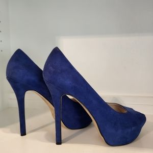 Enzo Angiolini Blue Suede Platform Heels, Size 8.5